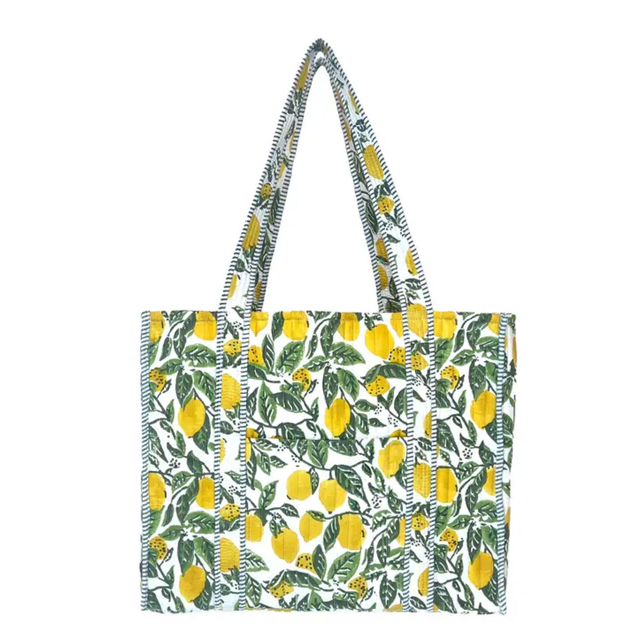 Quilted Tote bag with travel pouch – Bright Dahlias