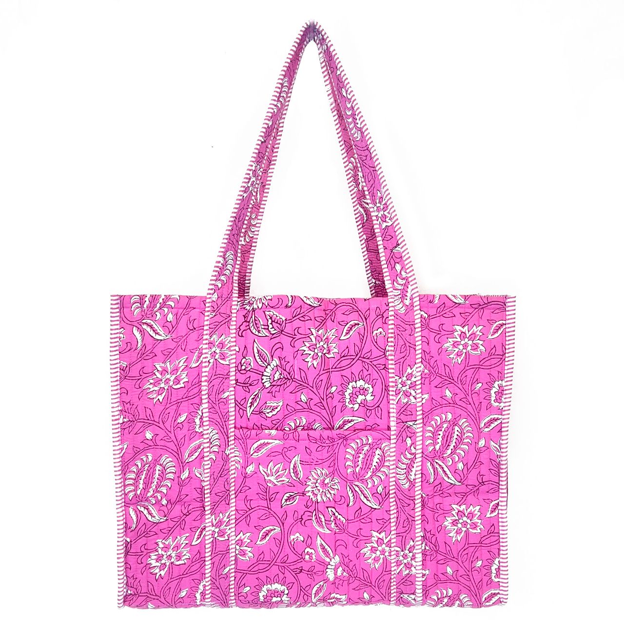 Quilted Tote bag with travel pouch – Bright Dahlias