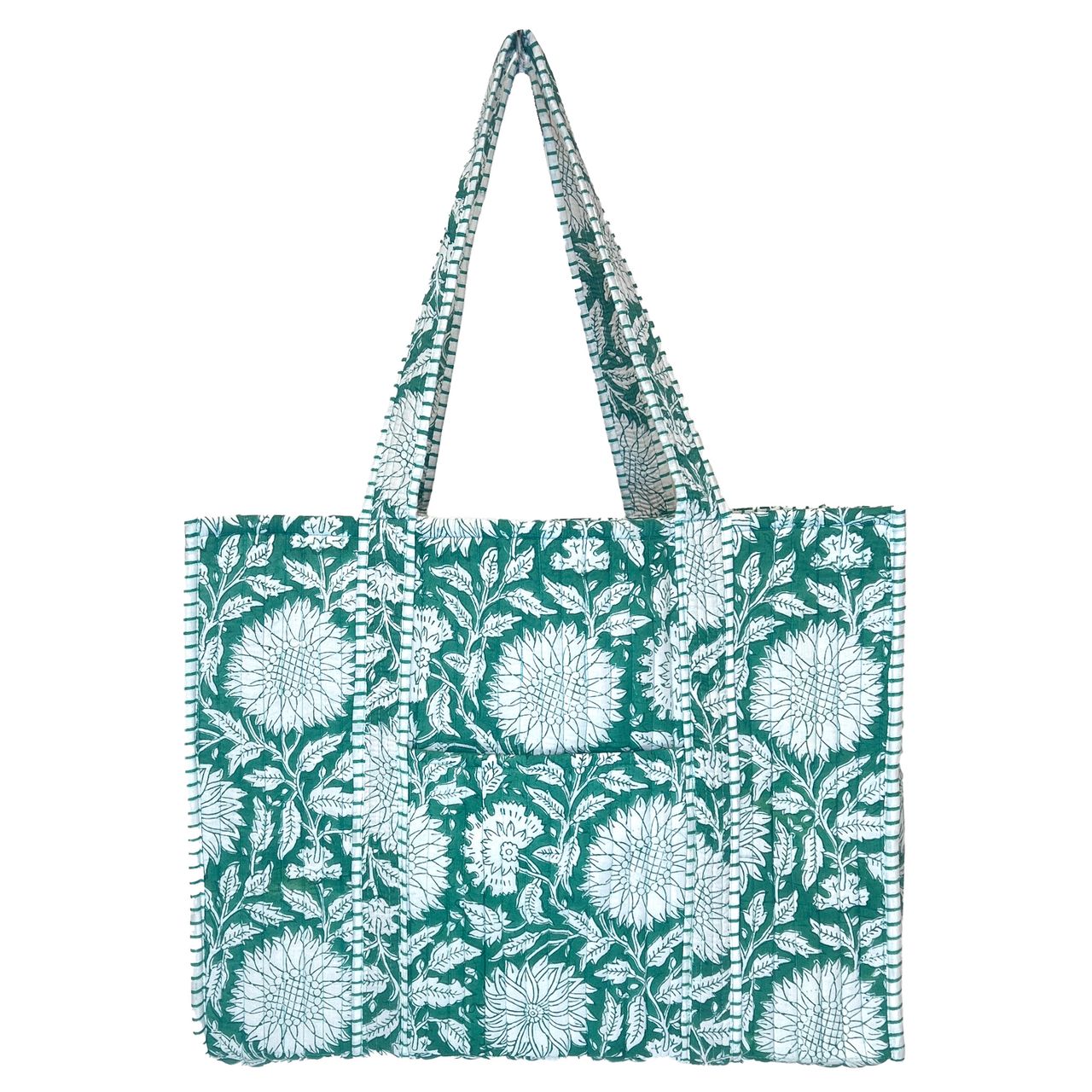 Quilted Tote bag with travel pouch – Bright Dahlias