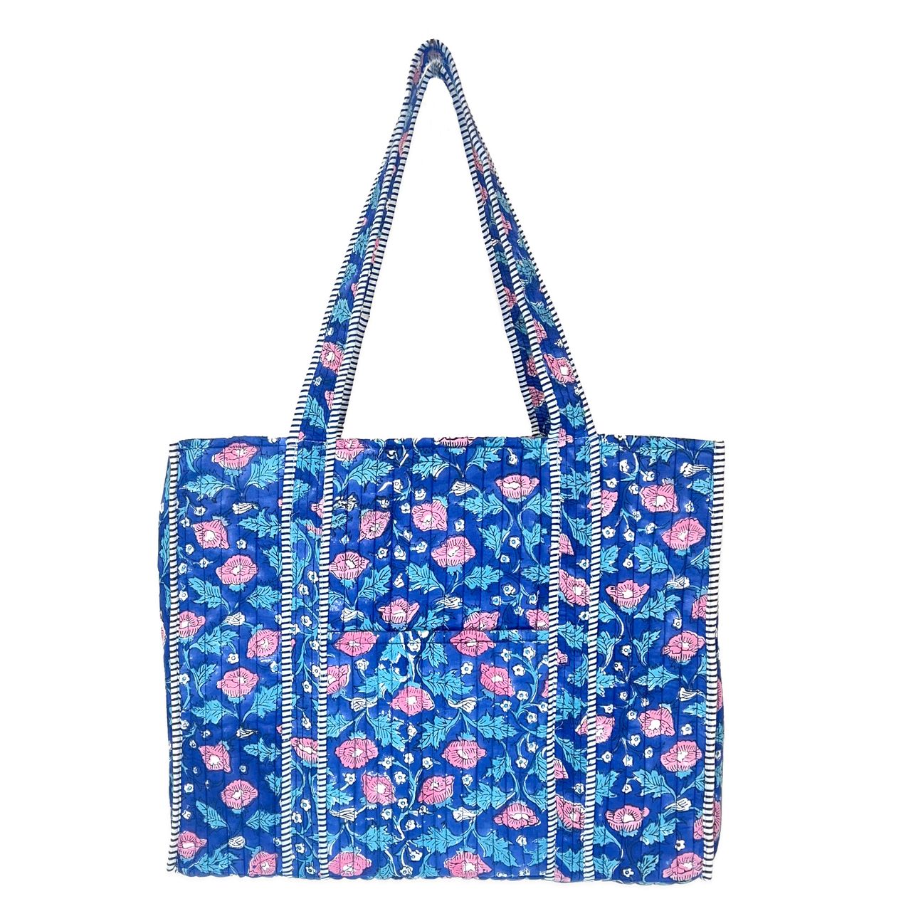 Quilted Tote bag with travel pouch – Bright Dahlias